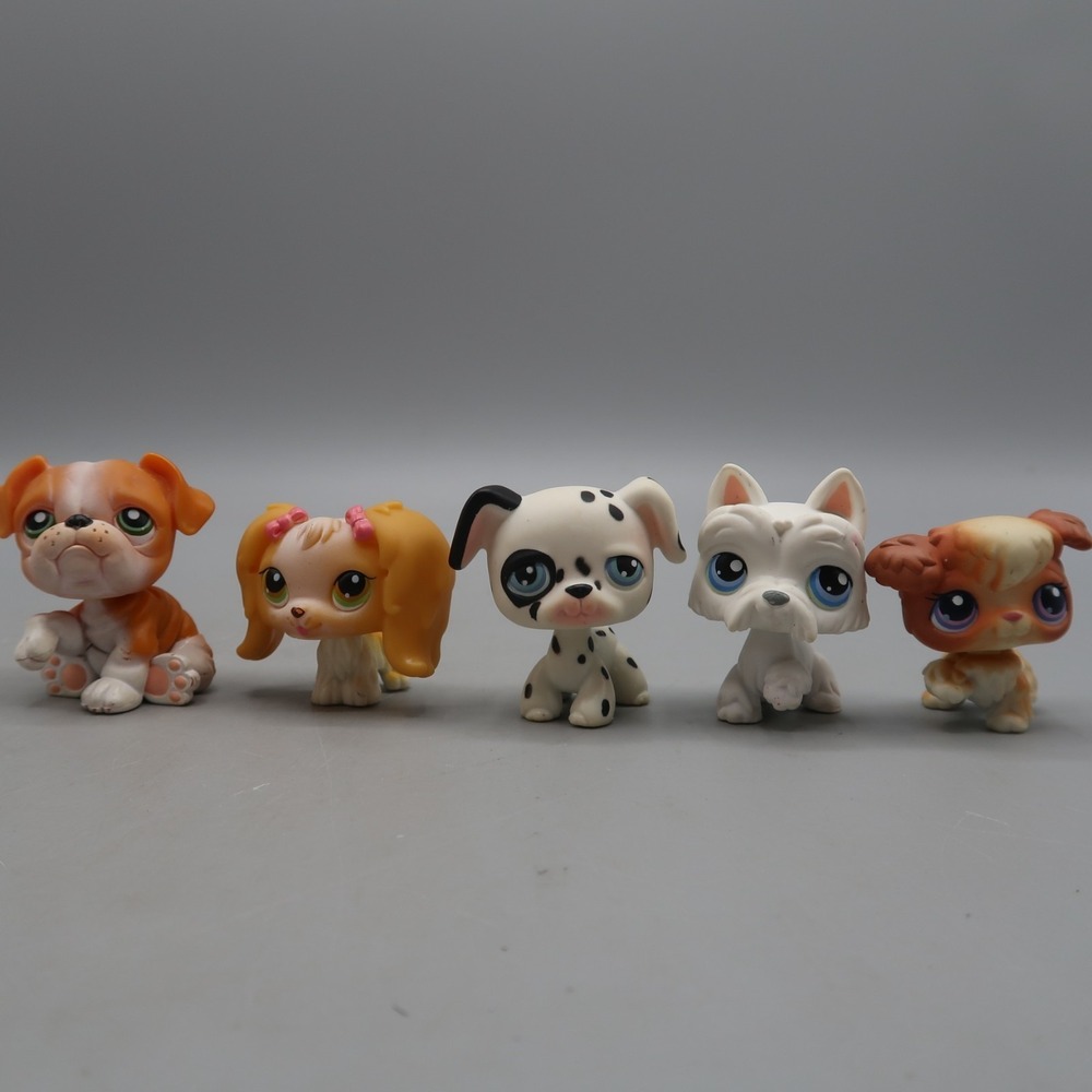 Vintage Littlest Pet Shop Lot of LPS Dog #44 Dalmatian Dog Bulldog #79 Maltese +